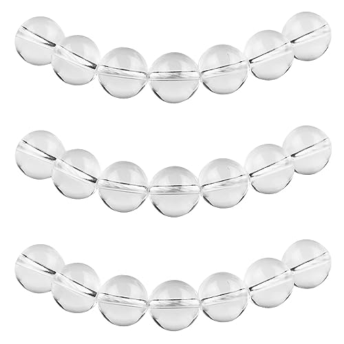 MJDCB Perlen zum Auffädeln 8mm 45 stück Weiße Quarzperlen Halbedelsteine Perlen mit Loch Natürliche Lose Runde Steinperlen für Herstellung Schmuck Armbänder Halsketten von MJDCB