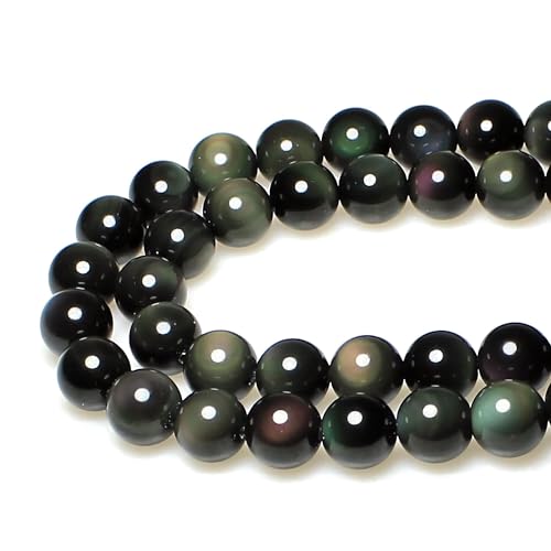 MJDCB Rare Collection Naturstein-Perlen, Regenbogen-Obsidian, rund, lose Perlen für Schmuckherstellung, Armband, Halskette, 6 mm von MJDCB