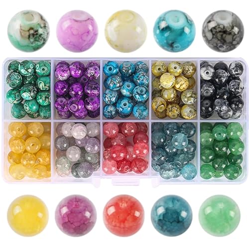 200 Stück Gemstones Beads, 8mm Naturstein Perlen für Armbänder Erwachsene, 10 Sortierte Edelsteine mit Loch für Armbänder Halsketten Schmuck Basteln Auffädeln (10 Farben) von MJFENDAI