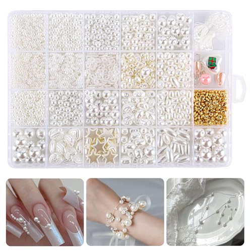 24 Models Weiße Perlen Set, 4/6/8/10/12mm Perlen zum Basteln, Perlen zum Auffädeln für DIY Armband Schmuckherstellung, Perlen Set Schmuck Benutzt für Weihnachten, Partys 24 Models Weiße Perlen Set, 4/6/8/10/12mm Perlen zum Basteln, Perlen zum Auffädeln für DIY Armband Schmuckherstellung, Perlen Set Schmuck Benutzt für Weihnachten, Partys von MJFENDAI