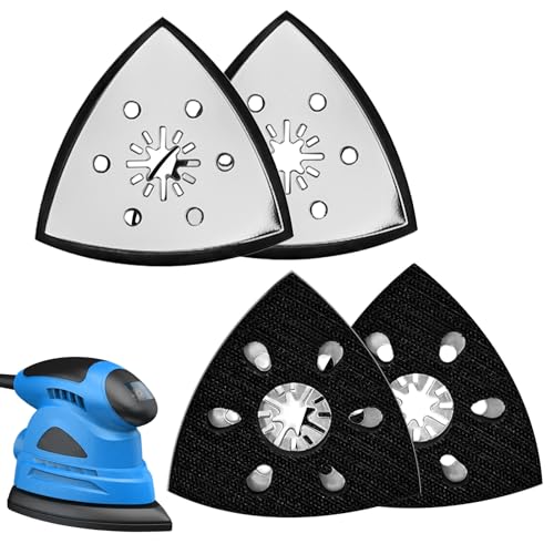 4 Stück Schleifplatte Dreieck, 93 mm Fein Schleifplatte, Multitool Schleifteller Dreieckschleifer Zubehör für Präzisionsarbeit an Holz, Metall, Hartplastik, Putz, Schleifen, Entrosten von MJFENDAI