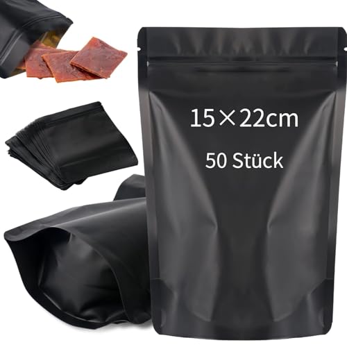 50 Stück Matte Aluminiumfolie Mylar Beutel, Wiederverschließbare Beutel 15 * 22cm, Ziplock-Taschen für Süßigkeiten, Schmuck, Selbstversiegelnde Aufbewahrung, Elektronik, Geschenk 50 Stück Matte Aluminiumfolie Mylar Beutel, Wiederverschließbare Beutel 15 * 22cm, Ziplock-Taschen für Süßigkeiten, Schmuck, Selbstversiegelnde Aufbewahrung, Elektronik, Geschenk von MJFENDAI