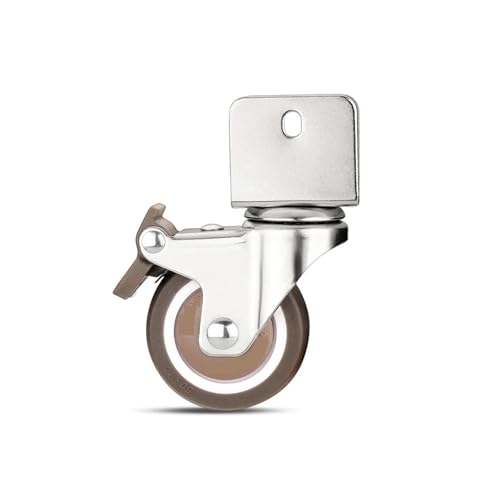 MJINA 4 Stück Möbelrollen, 2 Zoll (5,1 cm), Schrankklemme mit Bremsrädern, Lenkrolle aus weichem Gummi, Möbelbeschläge (Universal, 22 mm) von MJINA