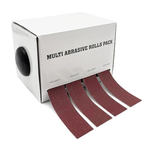 MJINA Schleifpapierrolle, Körnung 4/5/6, Trockenschleifen, Schleifband, Stretch-Schleifpapier mit Spendertuch (4 Rollen, 8 m) von MJINA
