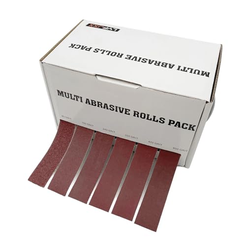 MJINA Schleifpapierrolle Körnung 4/5/6, Trockenschleifen, Schleifband, Stretch-Schleifpapier mit Spendertuch (6 Rollen, 6 m) von MJINA