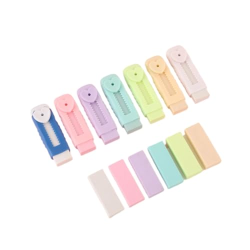 14-teiliges einziehbares Push-Pull-Radiergummi-Set – 7 niedliche Radiergummis + 7 Nachfüllpackungen für Kinder, lustiges Schulbriefpapier zum Schreiben und Zeichnen (für Mädchen und Jungen) von MJLOMJ