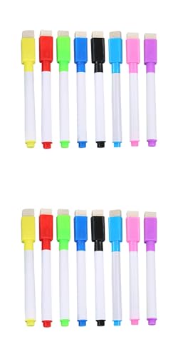 MJLOMJ Magnetisches Whiteboard-Stifte-Set, feine Spitze, trocken abwischbar, mit Radiergummi, geruchsarme Whiteboard-Marker für Zuhause, Schule und Büro, 2 Packungen mit je 16 Stück von MJLOMJ