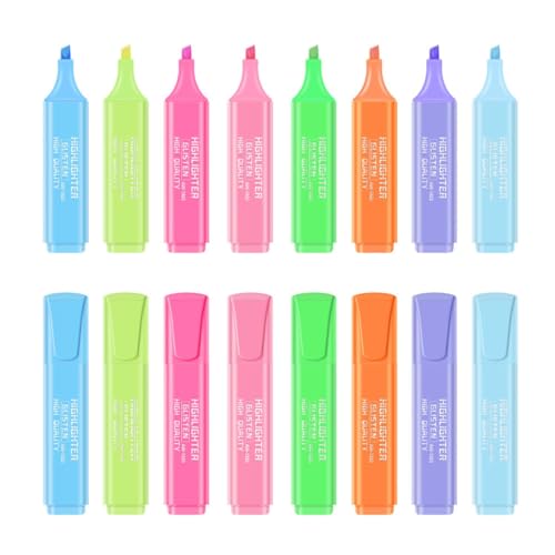 MJLOMJ Textmarker-Set mit 8 Farben – Keilspitze, Pastellfarben und helle Marker für Notizen, Bibel, Schule und Büro, schnell trocknende Tinte, kein Durchlaufen der Seiten von MJLOMJ
