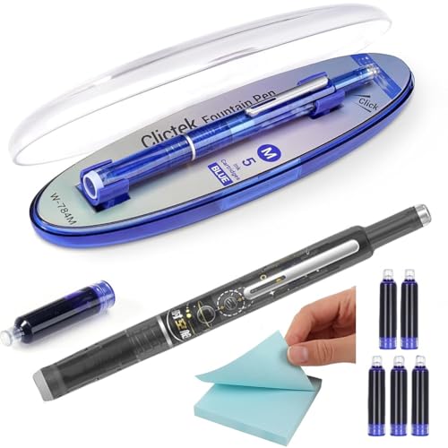 Einziehbarer Füllfederhalter: 0,38 Mm Blaue und Schwarze Tinte, Transparenter Schaft, Inklusive 5 Nachfüllbaren Tintenpatronen, Transparenter Schaft von Clictek mit Mittlerer Feder(Schwarz,Ink Blue) Einziehbarer Füllfederhalter: 0,38 Mm Blaue und Schwarze Tinte, Transparenter Schaft, Inklusive 5 Nachfüllbaren Tintenpatronen, Transparenter Schaft von Clictek mit Mittlerer Feder(Schwarz,Ink Blue) von MJOYIS