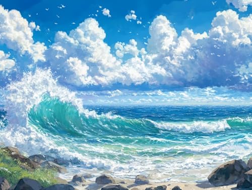 Diamond Painting Erwachsene Meereswellen Diamant Painting Kinder Himmel, Diamond Painting Zubehör Complete Set, Diamant Malerei Bilder Art Basteln Set, Wanddeko Wohnzimmer, Geschenke 120x90cm,Model 54 von MJXZZOSS