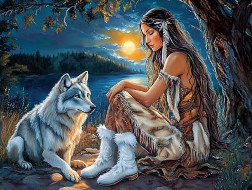 Diamond Painting Erwachsene Wolf Diamant Painting Kinder Frau, Diamond Painting Zubehör Complete Set, Diamant Malerei Bilder Art für Erwachsene Set, Wanddeko Wohnzimmer, Geschenke 70x50cm, Model 72 Diamond Painting Erwachsene Wolf Diamant Painting Kinder Frau, Diamond Painting Zubehör Complete Set, Diamant Malerei Bilder Art für Erwachsene Set, Wanddeko Wohnzimmer, Geschenke 70x50cm, Model 72 von MJXZZOSS