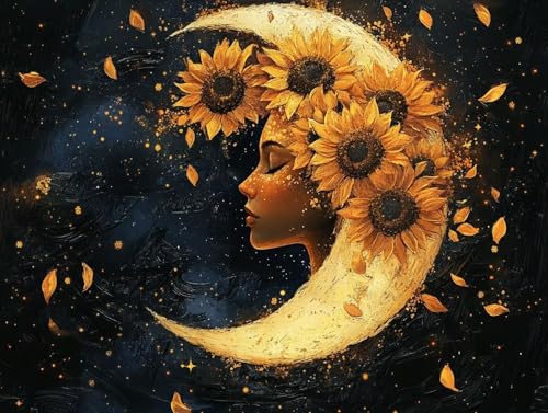 Diamond Painting Frau Diamond Painting Erwachsene Groß XXL 130x100cm, Mond Diamant Painting Bilder Set für Anfänger, DIY Erwachsene Basteln Kunst Sets, Deko Wohnzimmer, Geschenke für Frauen, Model 70 von MJXZZOSS