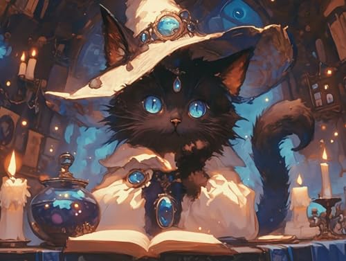 Diamond Painting Katze Diamond Painting Erwachsene Groß XXL 80x60cm, Fantasie 5D Diamant Painting Bilder Set für Anfänger, DIY Erwachsene Basteln, Deko Wohnzimmer, Geschenke für Frauen, Model 109 von MJXZZOSS