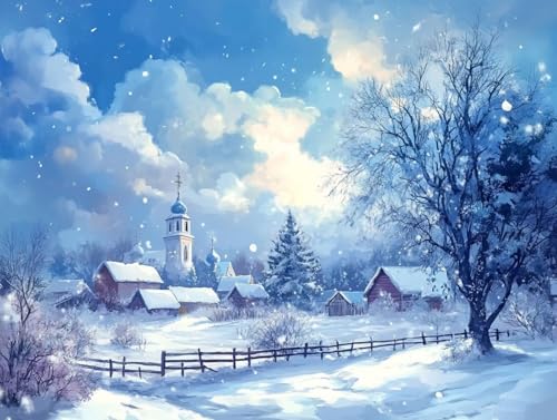 Diamond Painting Schnee Diamant Painting Bilder Erwachsene Kleine Stadt, 5D Diamond Painting Erwachsene und Kinder, Basteln Mädchen 8-12 Jahre, Diamant Bilder Art Set für Wanddeko 60x45cm, Model 83 Diamond Painting Schnee Diamant Painting Bilder Erwachsene Kleine Stadt, 5D Diamond Painting Erwachsene und Kinder, Basteln Mädchen 8-12 Jahre, Diamant Bilder Art Set für Wanddeko 60x45cm, Model 83 von MJXZZOSS