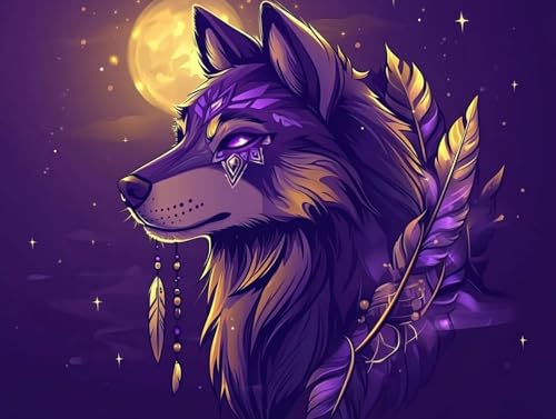 Diamond Painting Wolf Diamant Painting Bilder Erwachsene Mond, Diamond Painting Erwachsene, Basteln Mädchen 8-12 Jahre, DIY Diamant Bilder Art Set für Wanddeko, Geschenke für Frauen 70x50cm, Model 98 Diamond Painting Wolf Diamant Painting Bilder Erwachsene Mond, Diamond Painting Erwachsene, Basteln Mädchen 8-12 Jahre, DIY Diamant Bilder Art Set für Wanddeko, Geschenke für Frauen 70x50cm, Model 98 von MJXZZOSS