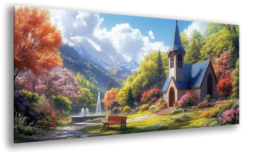Landschaft Diamond Painting Kinder, Kirche Diamant Painting Kit für Erwachsene Anfänger, Diamond Art Runde Steine Strass Kreuzstich Kit, für Zur Entspannung und Home Wand Dekor 50x100cm, Model 636 Landschaft Diamond Painting Kinder, Kirche Diamant Painting Kit für Erwachsene Anfänger, Diamond Art Runde Steine Strass Kreuzstich Kit, für Zur Entspannung und Home Wand Dekor 50x100cm, Model 636 von MJXZZOSS