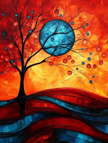 Malen Nach Zahlen Abstrakt, Baum Malen Nach Zahlen Erwachsene, Ölgemälde Kunst Handwerk Kreativ Set für Erwachsene, Paint by Numbers mit Pinsel und Acrylpigment für Deko Wohnzimmer 20x30cm, Model 498 von MJXZZOSS