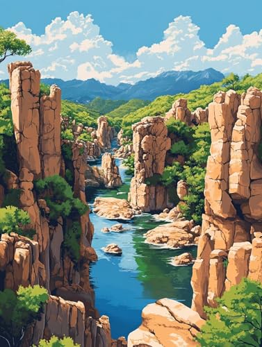 Malen Nach Zahlen Erwachsene Berg Malen Nach Zahlen Landschaft Paint by Numbers Erwachsene Leinwand, DIY Handgemalt Ölgemälde mit Pinsel und Acrylpigment für Deko Zimmer, Geschenke 100x130cm,Model 479 von MJXZZOSS