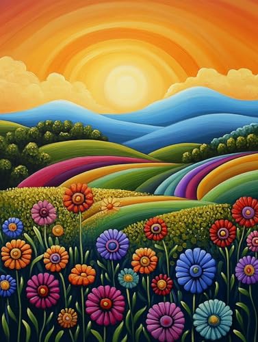 Malen Nach Zahlen Erwachsene Blume Malen Nach Zahlen Kinder Sonnenuntergang, Paint by Numbers Kreatives für Erwachsene, Handgemalt Ölgemälde Set für Wanddeko Schlafzimmer, Geschenke 40x50cm, Model 454 von MJXZZOSS