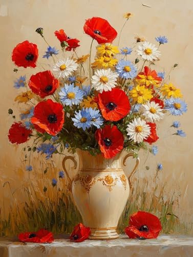 Malen Nach Zahlen Erwachsene Farbe Malen Nach Zahlen Kinder Blume, Paint by Numbers Kreatives für Erwachsene, Handgemalt Ölgemälde Set für Wanddeko Schlafzimmer, Geschenke für Frauen 40x50cm,Model 466 von MJXZZOSS