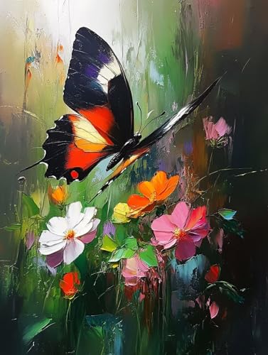 Malen Nach Zahlen Erwachsene Schmetterling Malen Nach Zahlen Kinder Blume, Paint by Numbers Kreatives für Erwachsene, Handgemalt Ölgemälde Set für Wanddeko Schlafzimmer, Geschenke 30x40cm, Model 499 von MJXZZOSS