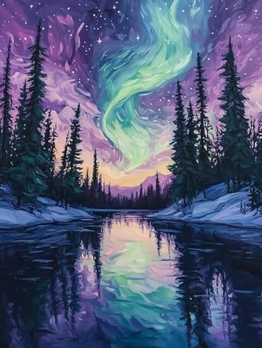 Malen Nach Zahlen Farbe, Wald Malen Nach Zahlen Erwachsene, Ölgemälde Kunst Handwerk Kreativ Set für Erwachsene, Paint by Numbers mit Pinsel und Acrylpigment für Deko Wohnzimmer 40x50cm, Model 489 von MJXZZOSS