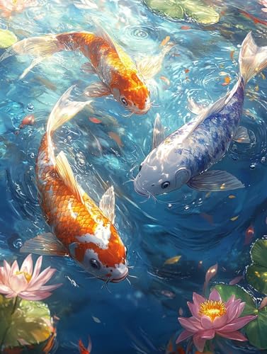 Malen Nach Zahlen Fisch, Tier Malen Nach Zahlen Erwachsene, Ölgemälde Kunst Handwerk Kreativ Set für Erwachsene, Paint by Numbers mit Pinsel und Acrylpigment für Deko Wohnzimmer 45x60cm, Model 453 von MJXZZOSS