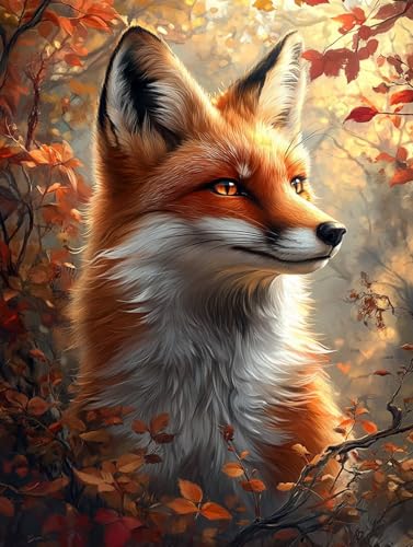 Malen Nach Zahlen Fuchs, Tier Malen Nach Zahlen Erwachsene, Ölgemälde Kunst Handwerk Kreativ Set für Erwachsene, Paint by Numbers mit Pinsel und Acrylpigment für Deko Wohnzimmer 100x130cm, Model 471 von MJXZZOSS