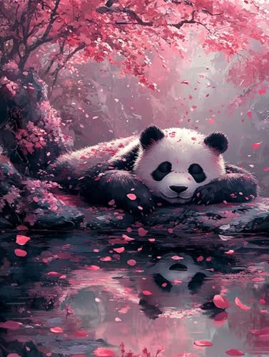 Malen Nach Zahlen Panda, Tier Malen Nach Zahlen Erwachsene, Ölgemälde Kunst Handwerk Kreativ Set für Erwachsene, Paint by Numbers mit Pinsel und Acrylpigment für Deko Wohnzimmer 60x80cm, Model 468 von MJXZZOSS