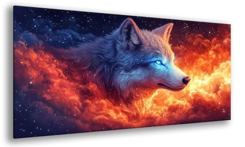 Wolf Diamond Painting Kinder, Flamme Diamant Painting Kit für Erwachsene Anfänger, Diamond Art Runde Steine Strass Stickerei Kreuzstich Kit, für Zur Entspannung und Home Wand Dekor 80x160cm, Model 627 Wolf Diamond Painting Kinder, Flamme Diamant Painting Kit für Erwachsene Anfänger, Diamond Art Runde Steine Strass Stickerei Kreuzstich Kit, für Zur Entspannung und Home Wand Dekor 80x160cm, Model 627 von MJXZZOSS