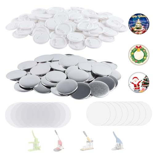 200 Sets 58 mm Knopfmacher-Zubehör, Pin-Back-Knopfteile für Knopf-Maschine 58 mm, einschließlich Metallabdeckungen, Kunststoff-Rückdeckel, transparente Kunststofffolie und blanko Papier 200 Sets 58 mm Knopfmacher-Zubehör, Pin-Back-Knopfteile für Knopf-Maschine 58 mm, einschließlich Metallabdeckungen, Kunststoff-Rückdeckel, transparente Kunststofffolie und blanko Papier von MK.Bear