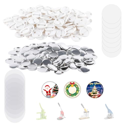 500 Sets 25 mm Knopfmacher-Zubehör – 58 mm runde Knopfteile für die Herstellung von Abzeichen, einschließlich Metall- und Kunststoffabdeckungen, blanko Papier und transparenter Folie von MK.Bear