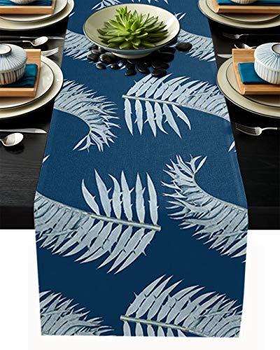 MKAK Retro abstrakte Anlage dunkelgrünen rustikalen Tischläufer, Hochzeit Weihnachtsfeiertischläufer Home Esszimmer Dekor Tischtuch Tischläufer(4,33x178cm) von MKAK