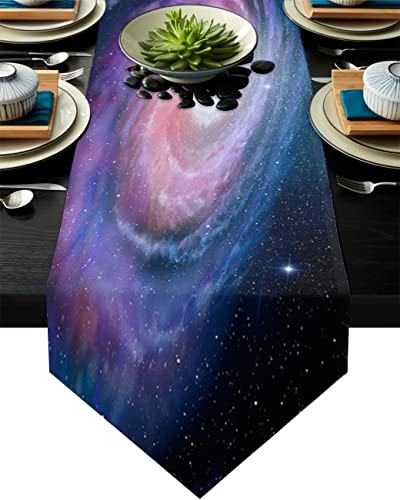 MKAK Universum Sternenhimmel Sterne Tischläufer, Küchentisch Runner Tischdecke Hochzeit Abendtisch Dekoration Bauernhaus Dekor Tischläufer(33x274cm) von MKAK
