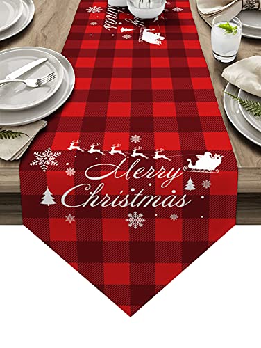 MKAK Weihnachten Santa Tischläufer, Neujahr Weihnachtsdekor Tischdecke Hochzeit Party Weihnachten Dekoration Tischabdeckung Tischläufer(36x183cm) von MKAK