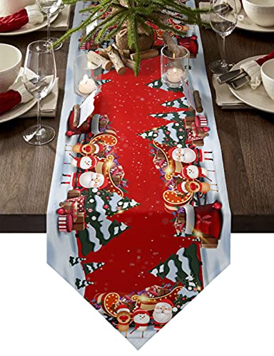 MKAK Weihnachtsbaum Weihnachtsmann Geschenk Tischläufer, Haus Hochzeit Urlaub Tischdecke Weihnachten Tischdekoration Tischdecke Tischläufer(36x183cm) von MKAK