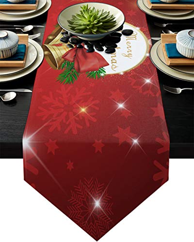MKAK Weihnachtsglocken rote Festliche Tischläufer, Hochzeits-Party-Tischdekorationen Neujahr Home Tischdecke Tischläufer(33x229cm) von MKAK