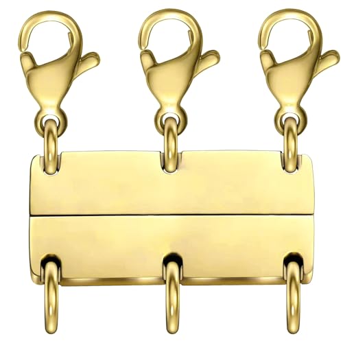 MKCYD Mehrere Ketten-Verschlüsse, starker Magnetverschluss, goldfarbener Halsketten-Trenner für Schichten, mehrere Schmuckverschlüsse für mehrlagigen Look von MKCYD