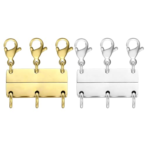 MKCYD Mehrfach-Halsketten-Verschlüsse, starker Magnetverschluss, Gold- und Silber-Halsketten-Trennzeichen für Schichten, mehrere Schmuckverschlüsse für mehrlagigen Look von MKCYD