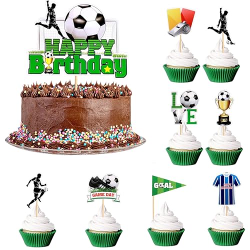 Tortendeko Fussball, 9Stück Tortenaufleger Deko Geburtstag Kinder, Kuchendeko Junge, Fußball Kuchen Deko, Tortendeko Geburtstagstorte Topper für Geburtstag Party Tortendeko Fussball, 9Stück Tortenaufleger Deko Geburtstag Kinder, Kuchendeko Junge, Fußball Kuchen Deko, Tortendeko Geburtstagstorte Topper für Geburtstag Party von MKEAWWU