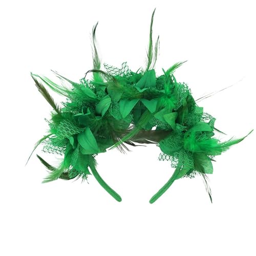 MKEMQXBEP Festival Feder Blume Stirnband Europäischen Und Amerikanischen Party Braut Retro Stil(Greenheadband) von MKEMQXBEP
