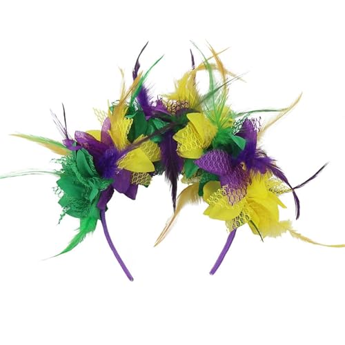 MKEMQXBEP Festival Feder Blume Stirnband Europäischen Und Amerikanischen Party Braut Retro Stil(Threecolorheadband) von MKEMQXBEP