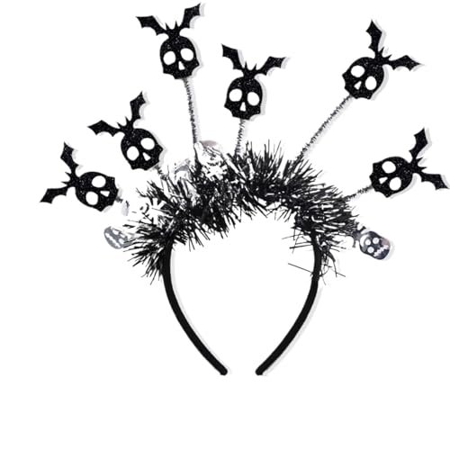 MKEMQXBEP Stirnbänder mit gruseligen Elementen Totenkopf Kürbis Spinne Festliche Haar-Accessoires(Bat Skull) von MKEMQXBEP