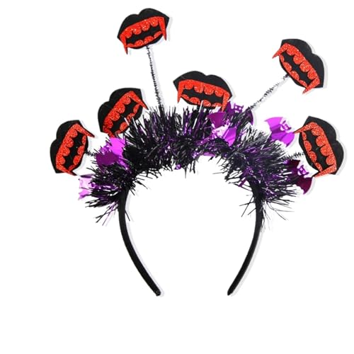 MKEMQXBEP Stirnbänder mit gruseligen Elementen Totenkopf Kürbis Spinne Festliche Haar-Accessoires(Blood Fang) von MKEMQXBEP