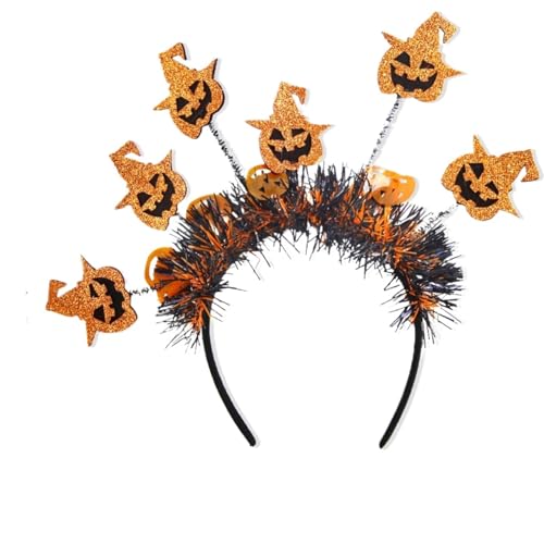 MKEMQXBEP Stirnbänder mit gruseligen Elementen Totenkopf Kürbis Spinne Festliche Haar-Accessoires(Pumpkin Head) von MKEMQXBEP