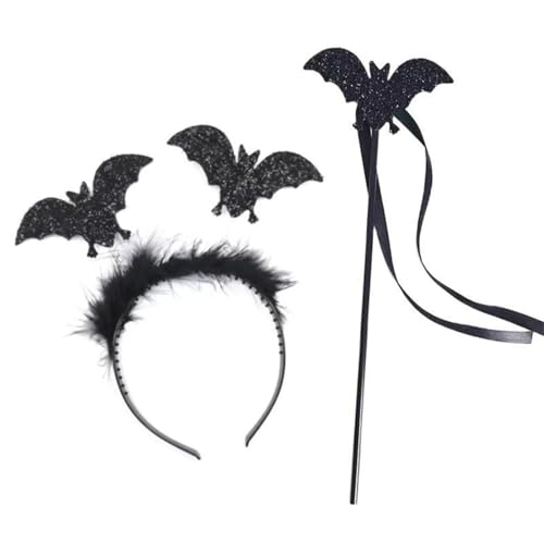 MKEMQXBEP Stirnband Zauberstab for Kinder Erwachsene Cosplay Party Kostüm Set Festival Zubehör(Bat suit) von MKEMQXBEP