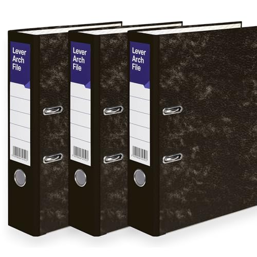Aktenordner, A4, Metall, Daumenring, Archiv-Dokumentenmappe, große Ringbücher für Büro, Schule und Zuhause, 5 Stück, Schwarz (Cloud, 3 Stück) von MKGT