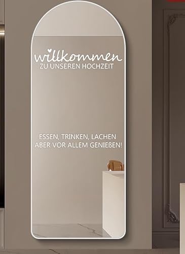 Hochzeits-Willkommensschilder, Hochzeitsaufkleber,2 Stück "willkommen zu unseren hochzeit"Design, Aufkleber, Selfie, Spiegel-Aufkleber für Party, Borad Just Married (Weiß) von MKISHINE