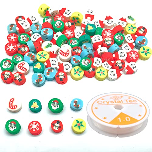 MKISHINE 100 Weihnachtsperlen, Polymermerische Tonperlen mit Draht, Weihnachtsmann Charms, Weihnachtsbaumperlen, Perlen für Armbänder, Mädchen MKISHINE 100 Weihnachtsperlen, Polymermerische Tonperlen mit Draht, Weihnachtsmann Charms, Weihnachtsbaumperlen, Perlen für Armbänder, Mädchen von MKISHINE