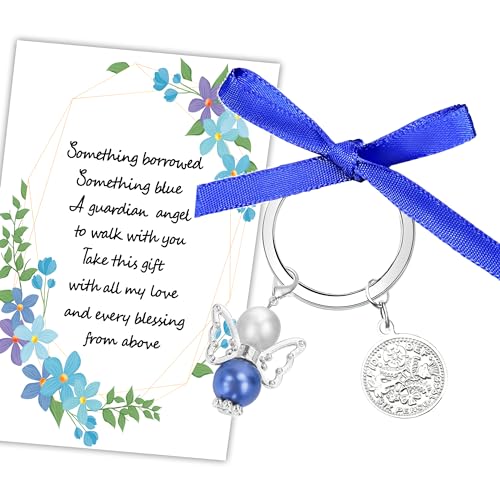 MKISHINE Etwas Blau für die zukünftige Braut, Hochzeitsgeschenke, Braut-Engelsstrauß von Mutter, Vater, Oma, Schwester, Freunde, alte Sixpence-Münze der Braut mit Hochzeitskarte für die Braut, ein MKISHINE Etwas Blau für die zukünftige Braut, Hochzeitsgeschenke, Braut-Engelsstrauß von Mutter, Vater, Oma, Schwester, Freunde, alte Sixpence-Münze der Braut mit Hochzeitskarte für die Braut, ein von MKISHINE